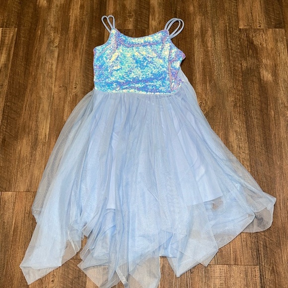 Cat & Jack Girls Shimmer Blue Dress Mermaid Princess size L EUC - Picture 1 of 4
